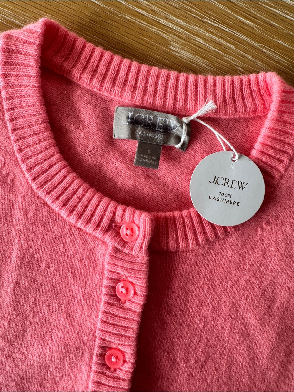 NWT J. CREW Perfect 100% Cashmere Cardigan Sweater Neon Vivid Coral Small CP465 - Picture 10 of 15